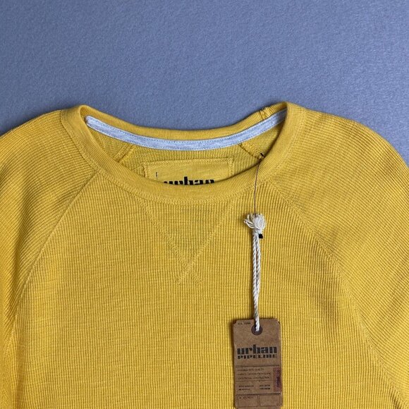 Urban Pipeline‎ Crewneck Shirt Mens Medium Yellow / Gold Raglan Cotton Pullover - Picture 3 of 8